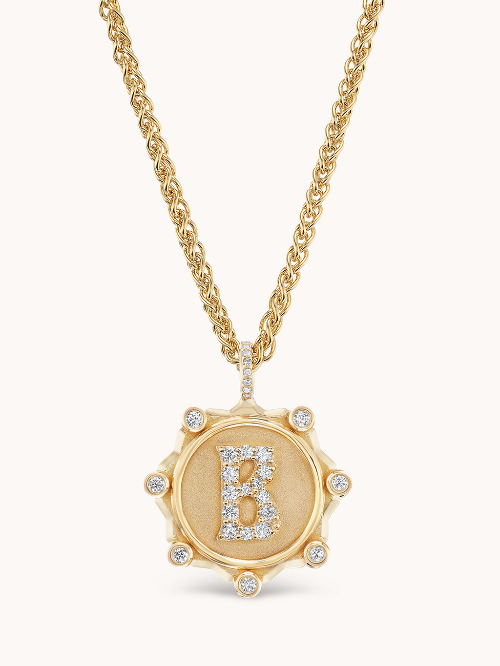 Large Alphabet Coin Pavé Necklace– Marlo Laz