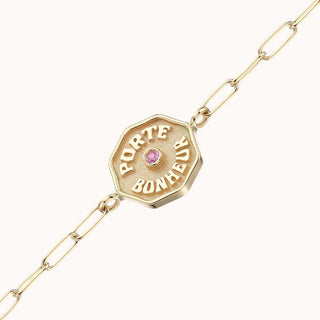 Wee PB Raised Gold Bracelet Pink Sapphire