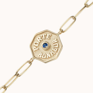 Petite PB Bracelet Raised Gold Blue Sapphire
