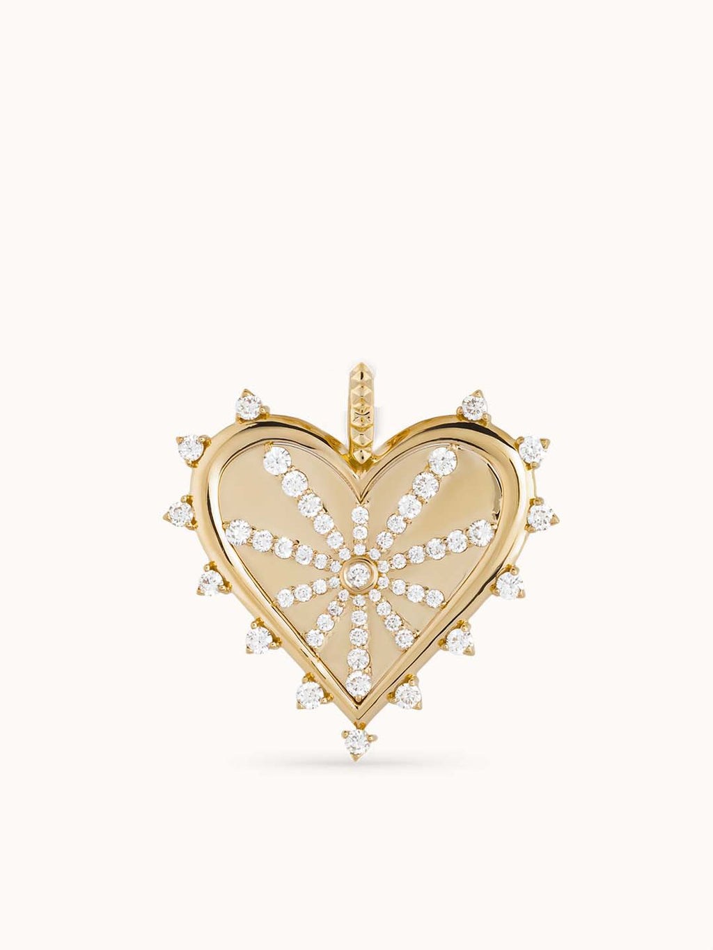 Spiked Heart Charm Diamond - Yellow Gold