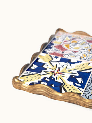 Marlo Laz Dreaming of Cadaqués tray featuring vibrant coastal-inspired design, perfect for home decor or serving.