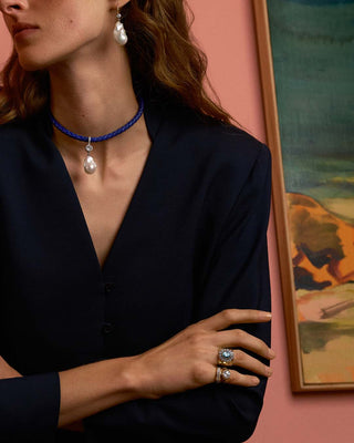 model wearing cigar band ring