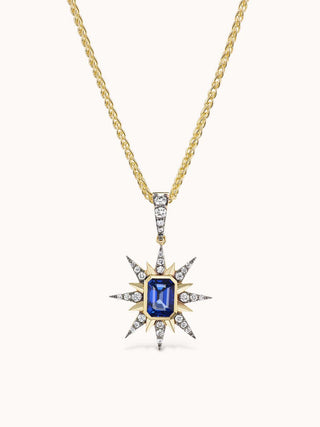 Starburst Charm Necklace Blue Sapphire