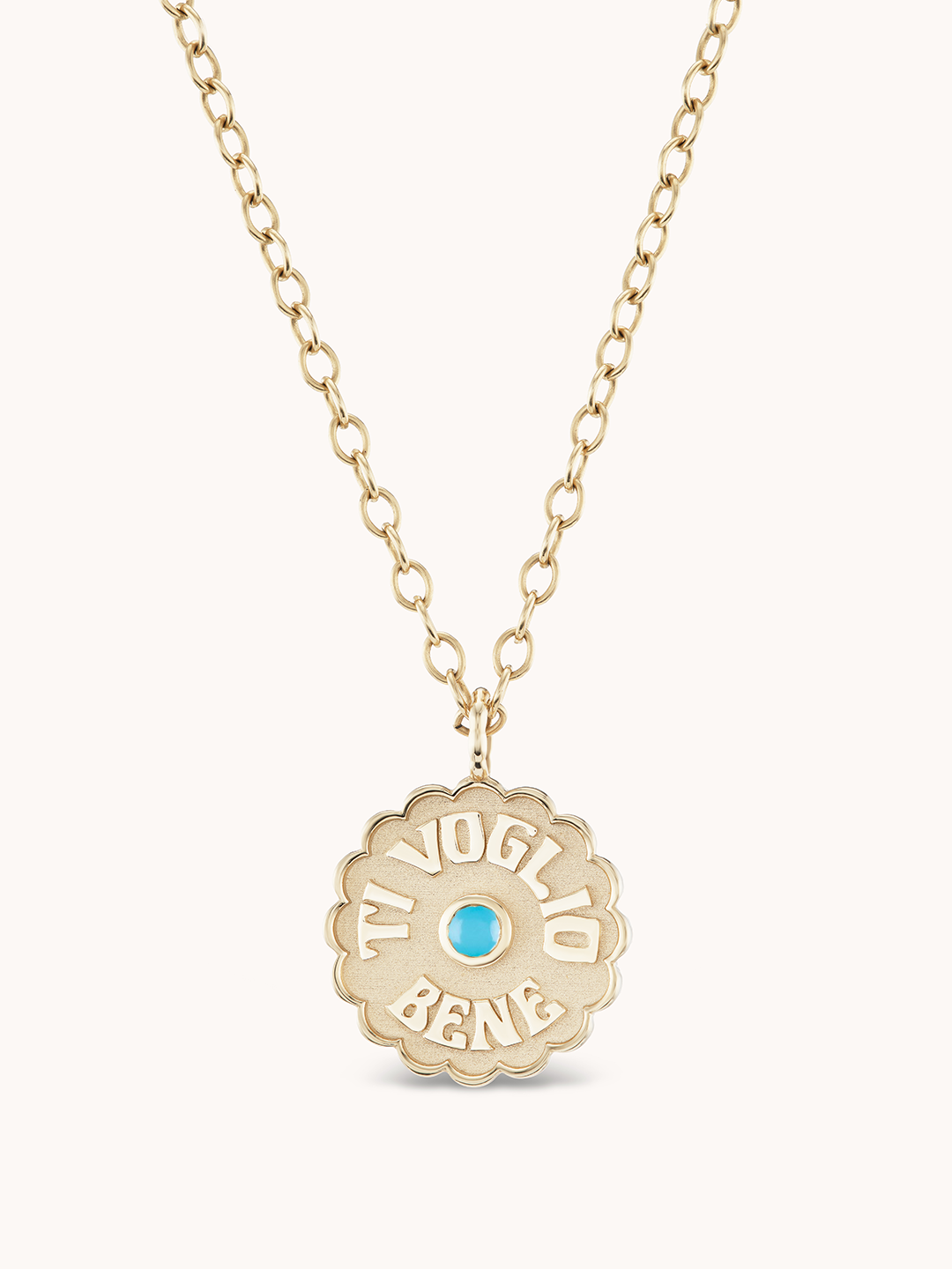 Large Raised Gold Ti Voglio Bene Turquoise Necklace– Marlo Laz