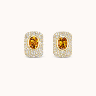 Pair of gold earrings with a citrine gemstone