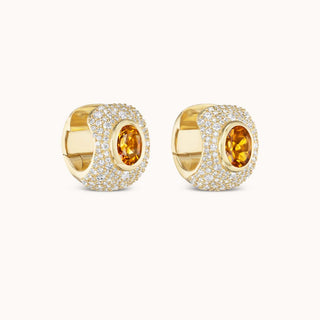 Pair of gold earrings with a citrine gemstone