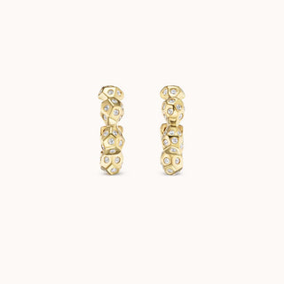 Gold hoop earrings with pave diamonds
