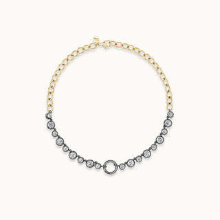 Georgian collar open chain necklace in champagne diamonds