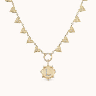 Southwestern heart open chain necklace with large pave initial charm