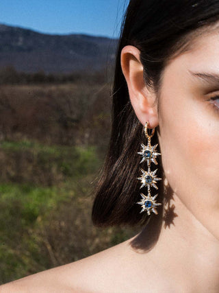 Montana Sapphire Triple Starburst Earrings