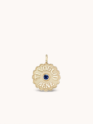 Mini Raised Gold TVB Necklace Blue Sapphire