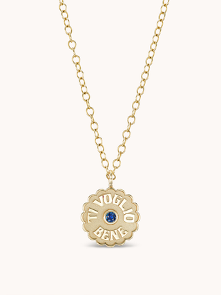 Mini Raised Gold TVB Necklace Blue Sapphire