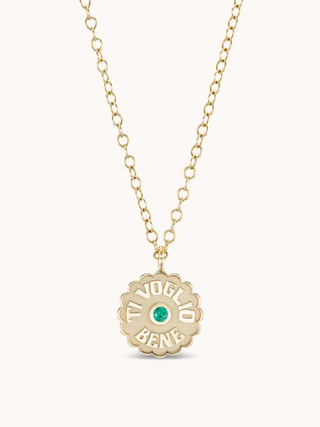 Mini Raised Gold TVB Necklace Emerald