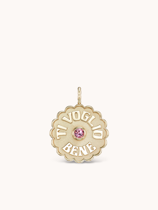 Mini Raised Gold TVB Necklace Pink Tourmaline