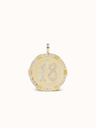 Gold pendant with number 18