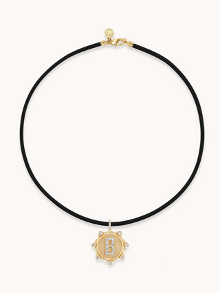 Marlo Laz Pave Initial Coin Necklace