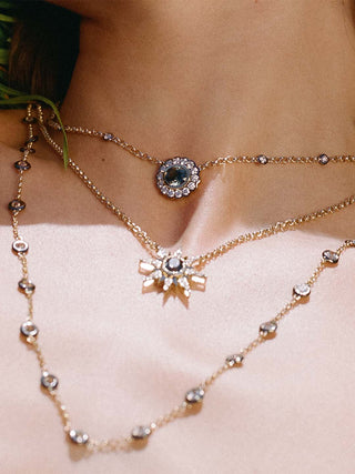 Montana Sapphire Starburst Single Drop Necklace