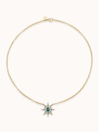 Montana Sapphire Starburst Single Drop Necklace