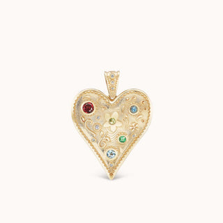Large Southwestern Gemstone Heart Charm