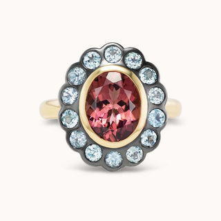 Ring with a Prasiolite and green tourmaline stone