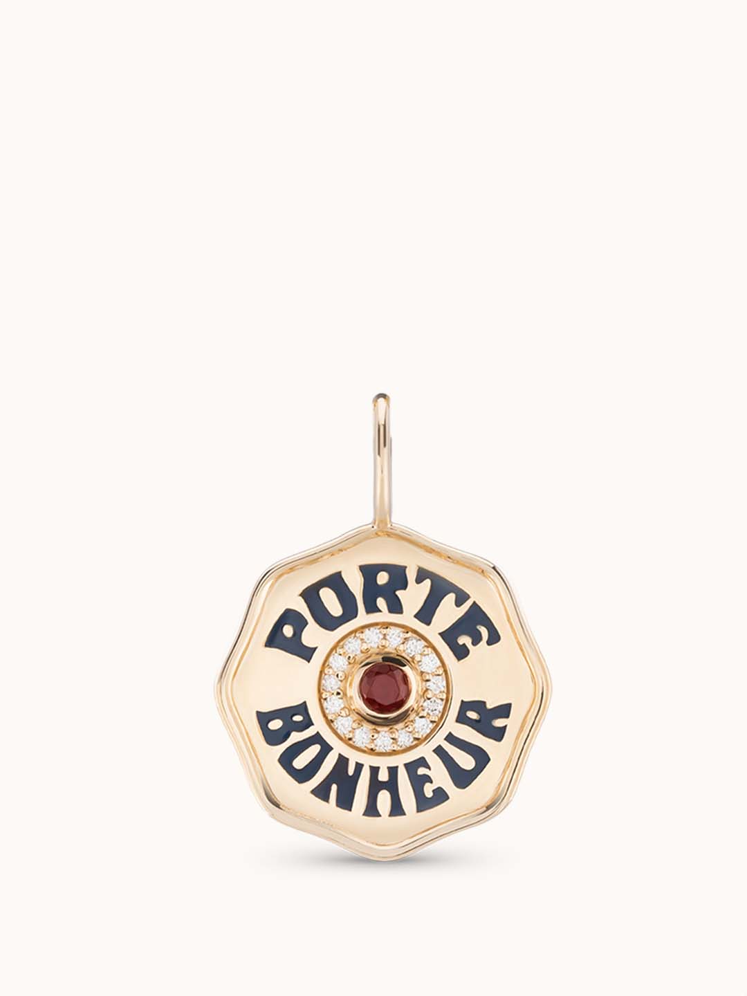 mallow ino ボタンネックレス Mini Diamond Halo Porte Bonheur Charm Garnet | Marlo Laz