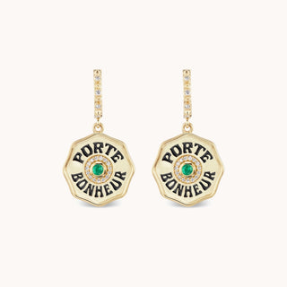 Mini Porte Bonheur Earrings Emerald - Marlo Laz