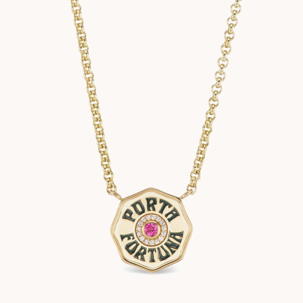 Mini Porta Fortuna Necklace Pink Tourmaline | Marlo Laz