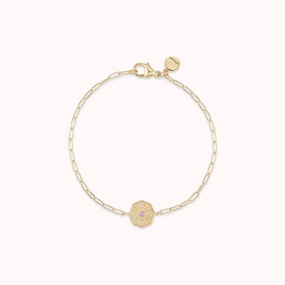 Wee PB Raised Gold Bracelet Pink Sapphire - Main Image