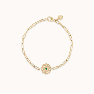 Petite PB Bracelet Raised Gold Emerald