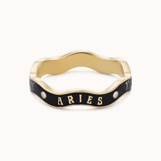 Aries Zodiac Enamel Wave Ring III - Marlo Laz