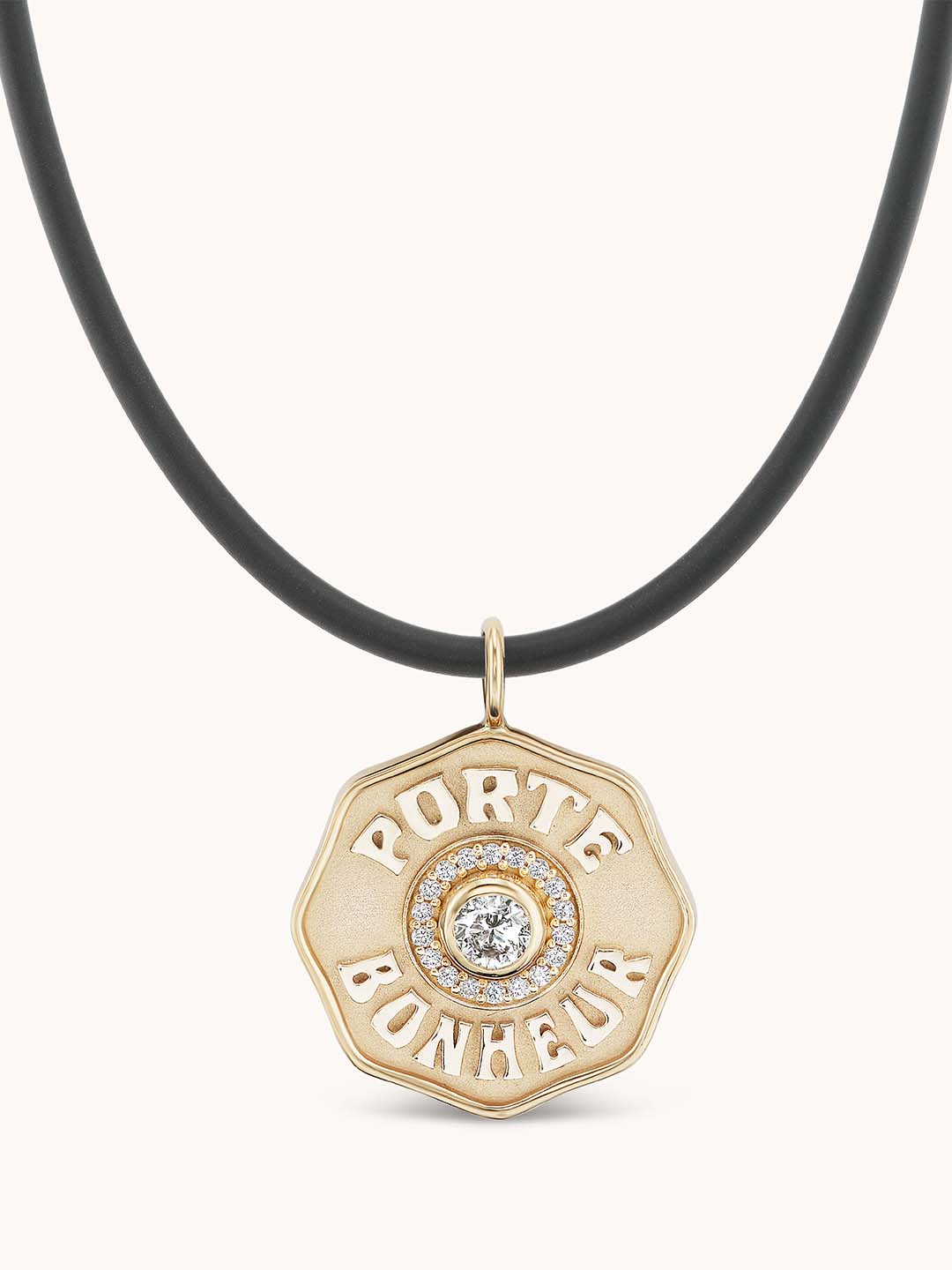 Large Raised Gold PB Diamond Cord Necklace | Marlo Laz